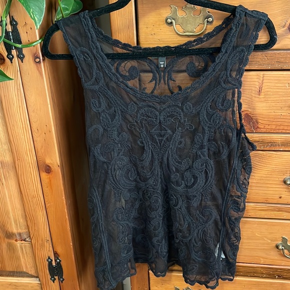 Express Tops - Express black lace sexy sleeveless see-through tanktop